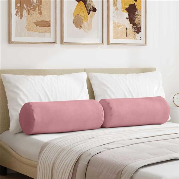 Grote foto vidaxl bolster kussens 2 stuks roze 25 x 70 cm cordstof huis en inrichting woningdecoratie