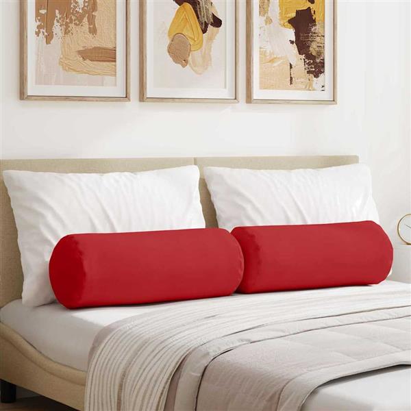 Grote foto vidaxl bolster kussens 2 stuks rood 25 x 70 cm stof huis en inrichting woningdecoratie