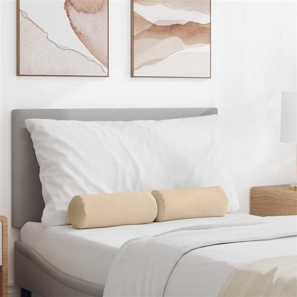 Grote foto vidaxl bolster kussens 2 stuks cr me 15 x 40 cm microvezel stof huis en inrichting woningdecoratie