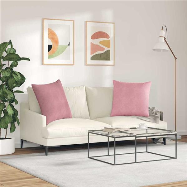 Grote foto vidaxl sofa kussens 2 stuks roze 80 x 80 cm cordstof huis en inrichting woningdecoratie