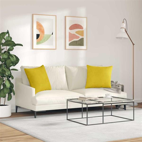 Grote foto vidaxl sofa kussens 2 stuks geel 50 x 50 cm cordstof huis en inrichting woningdecoratie