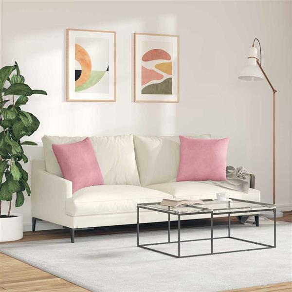 Grote foto vidaxl sofa kussens 2 stuks roze 45 x 45 cm cordstof huis en inrichting woningdecoratie