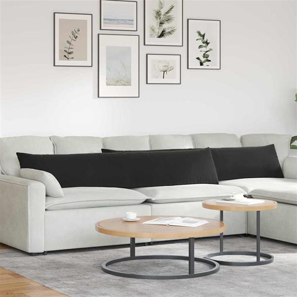 Grote foto vidaxl sofa kussens 2 stuks zwart 200 x 40 cm cordstof huis en inrichting woningdecoratie