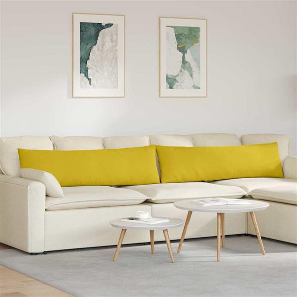 Grote foto vidaxl sofa kussens 2 stuks geel 145 x 40 cm cordstof huis en inrichting woningdecoratie