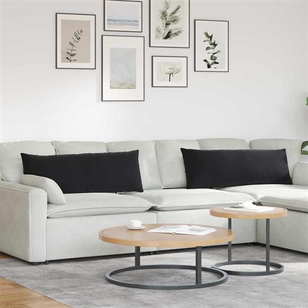 Grote foto vidaxl sofa kussens 2 stuks zwart 120 x 40 cm cordstof huis en inrichting woningdecoratie