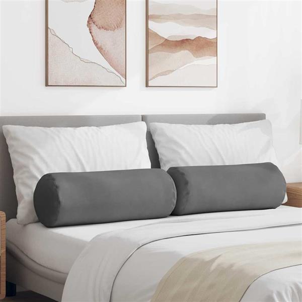 Grote foto vidaxl bolster kussens 2 stuks donkergrijs 25 x 70 cm microvezel stof huis en inrichting woningdecoratie