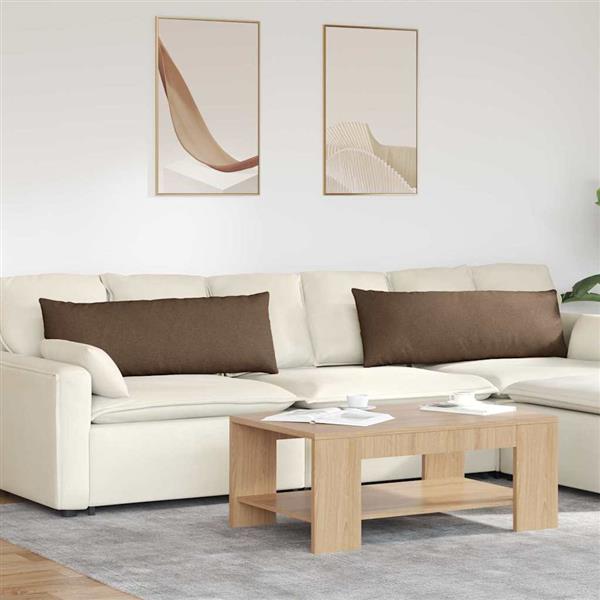 Grote foto vidaxl sofa kussens 2 stuks bruin 120 x 40 cm stof huis en inrichting woningdecoratie