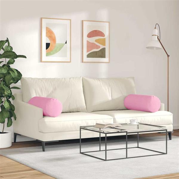 Grote foto vidaxl bolster kussens 2 stuks roze 25 x 70 cm stof huis en inrichting woningdecoratie