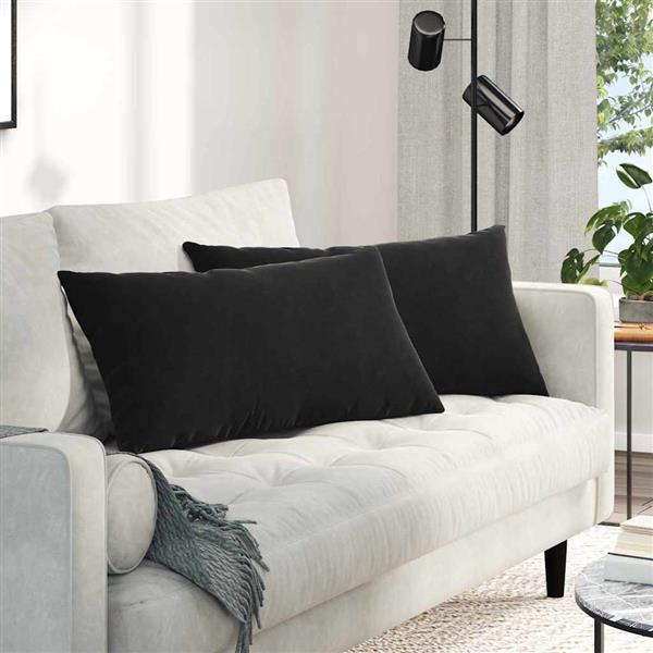 Grote foto vidaxl sofa kussens 2 stuks zwart 80 x 40 cm cordstof huis en inrichting woningdecoratie