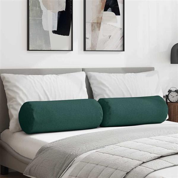Grote foto vidaxl bolster kussens 2 stuks donkergroen 25 x 70 cm stof huis en inrichting woningdecoratie