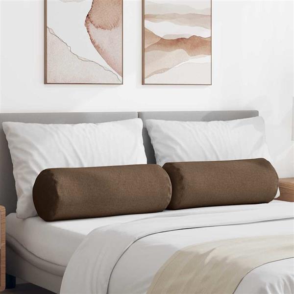 Grote foto vidaxl bolster kussens 2 stuks bruin 25 x 70 cm stof huis en inrichting woningdecoratie