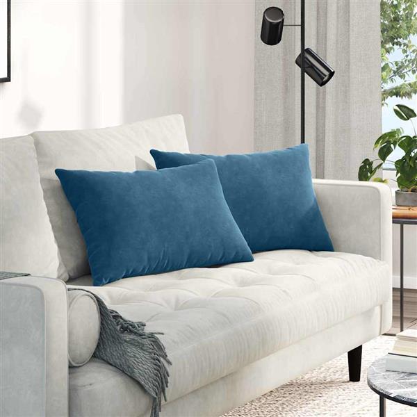 Grote foto vidaxl sofa kussens 2 stuks blauw 60 x 40 cm cordstof huis en inrichting woningdecoratie