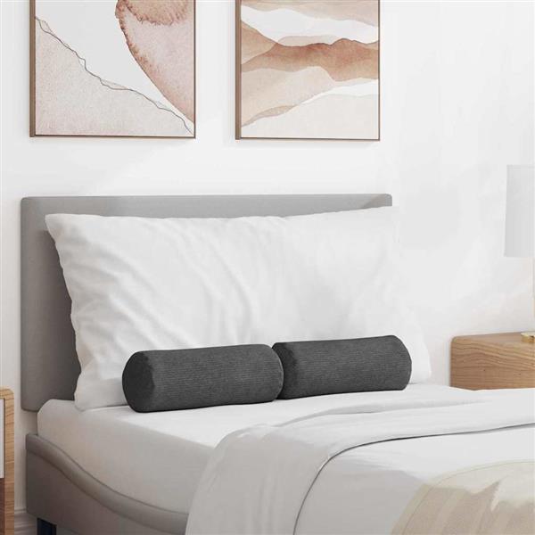 Grote foto vidaxl bolster kussens 2 stuks donkergrijs 15 x 40 cm cordstof huis en inrichting woningdecoratie