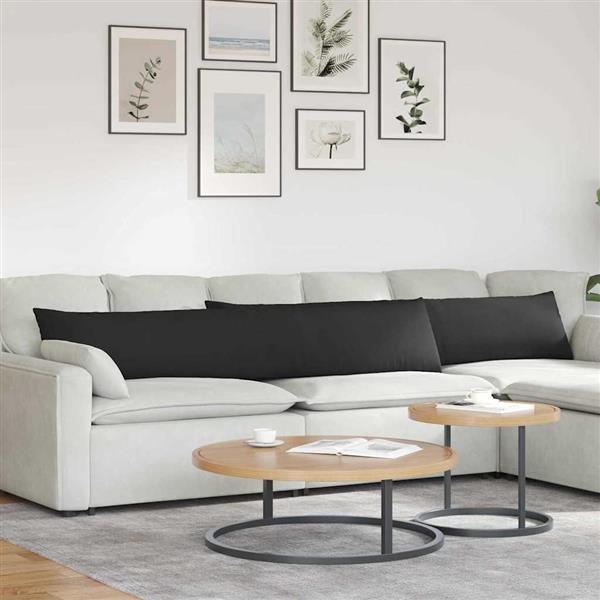 Grote foto vidaxl sofa kussens 2 stuks zwart 200 x 40 cm stof huis en inrichting woningdecoratie