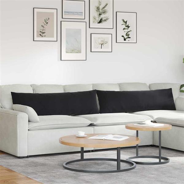 Grote foto vidaxl sofa kussens 2 stuks zwart 145 x 40 cm cordstof huis en inrichting woningdecoratie