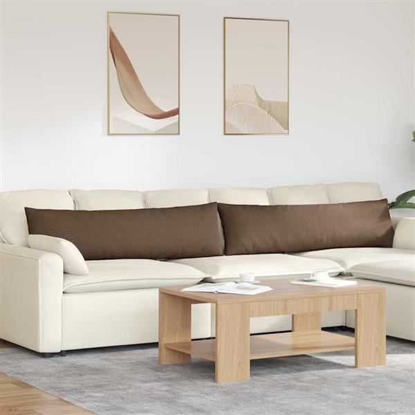 Grote foto vidaxl sofa kussens 2 stuks bruin 145 x 40 cm stof huis en inrichting woningdecoratie