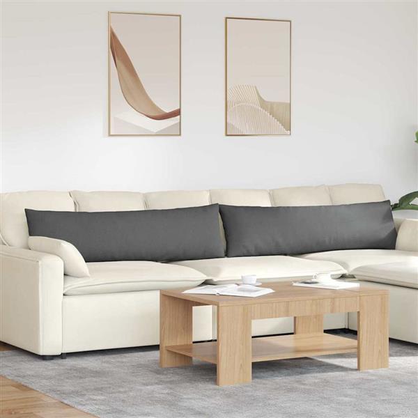 Grote foto vidaxl sofa kussens 2 stuks donkergrijs 145 x 40 cm stof huis en inrichting woningdecoratie