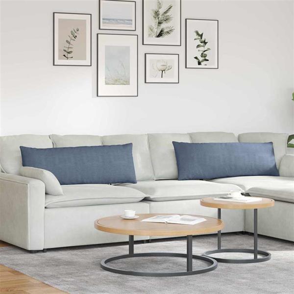 Grote foto vidaxl sofa kussens 2 stuks blauw 120 x 40 cm cordstof huis en inrichting woningdecoratie