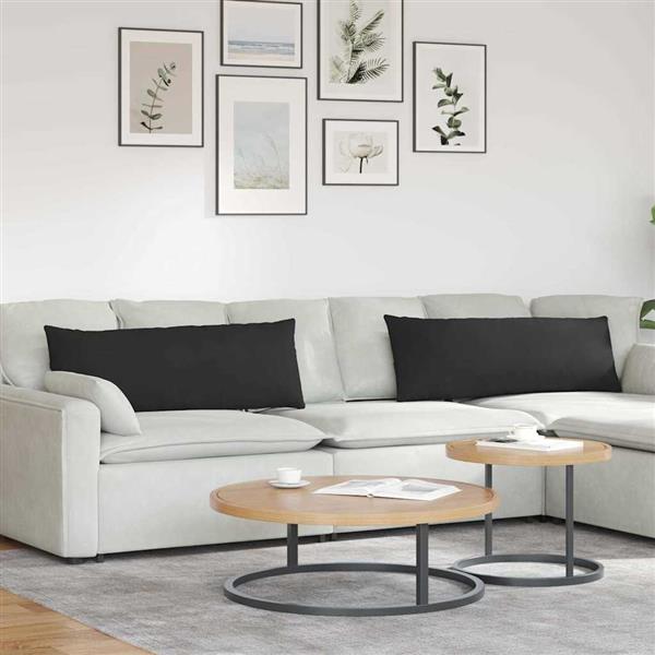 Grote foto vidaxl sofa kussens 2 stuks zwart 120 x 40 cm stof huis en inrichting woningdecoratie