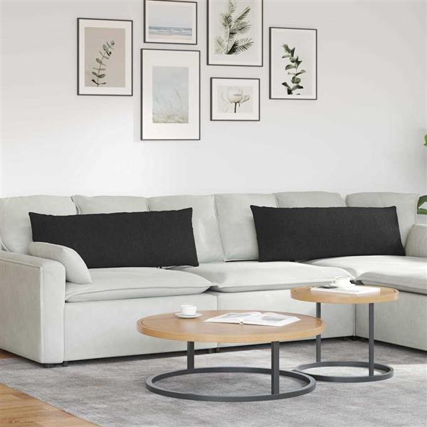 Grote foto vidaxl sofa kussens 2 stuks zwart 120 x 40 cm stof huis en inrichting woningdecoratie