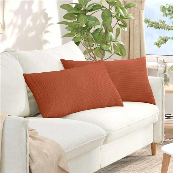 Grote foto vidaxl sofa kussens 2 stuks rood oranje 80 x 40 cm cordstof huis en inrichting woningdecoratie
