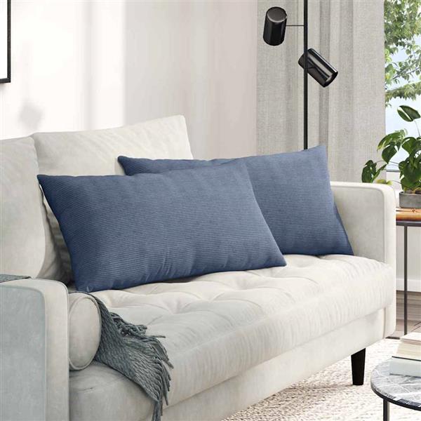 Grote foto vidaxl sofa kussens 2 stuks blauw 80 x 40 cm cordstof huis en inrichting woningdecoratie