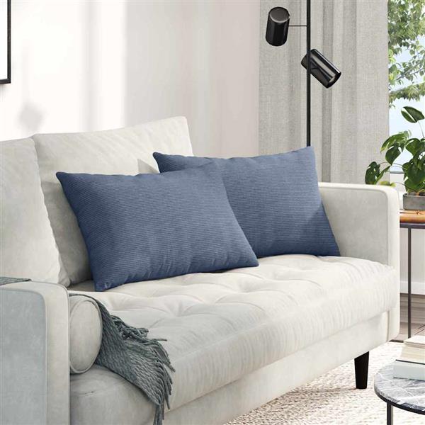 Grote foto vidaxl sofa kussens 2 stuks blauw 60 x 40 cm cordstof huis en inrichting woningdecoratie