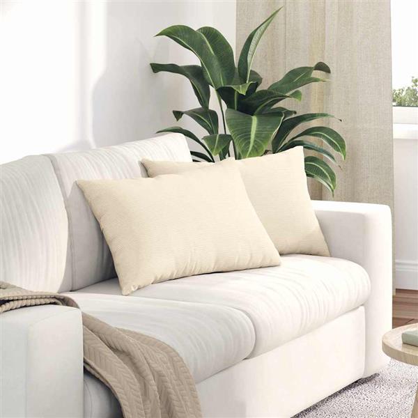 Grote foto vidaxl sofa kussens 2 stuks cr me 60 x 40 cm cordstof huis en inrichting woningdecoratie