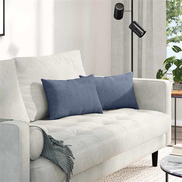 Grote foto vidaxl sofa kussens 2 stuks blauw 50 x 30 cm cordstof huis en inrichting woningdecoratie