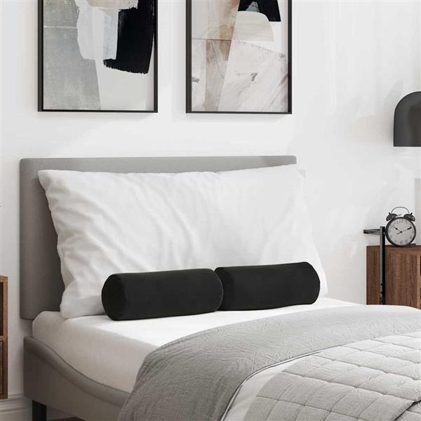 Grote foto vidaxl bolster kussens 2 stuks zwart 15 x 40 cm cordstof huis en inrichting woningdecoratie