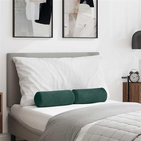 Grote foto vidaxl bolster kussens 2 stuks donkergroen 15 x 40 cm cordstof huis en inrichting woningdecoratie