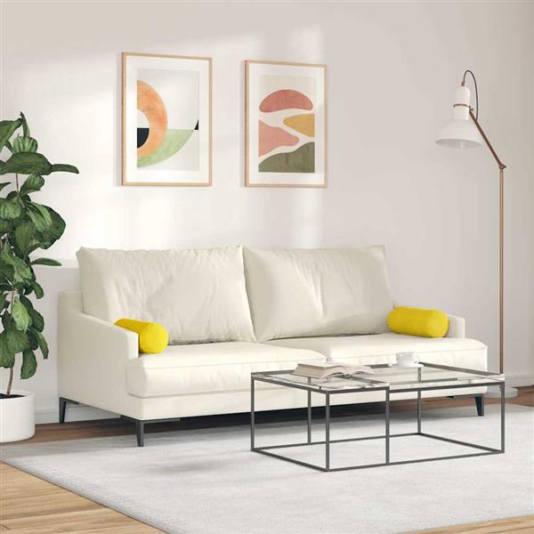 Grote foto vidaxl bolster kussens 2 stuks geel 15 x 40 cm cordstof huis en inrichting woningdecoratie