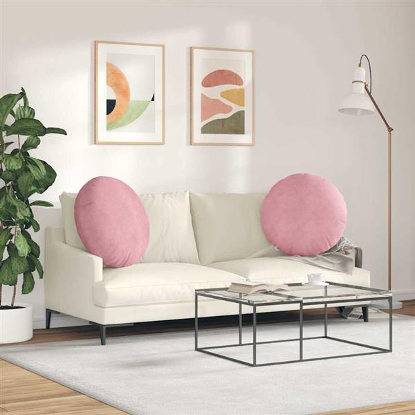 Grote foto vidaxl zitkussens 2 stuks roze 40 x 13 cm fluweel huis en inrichting woningdecoratie