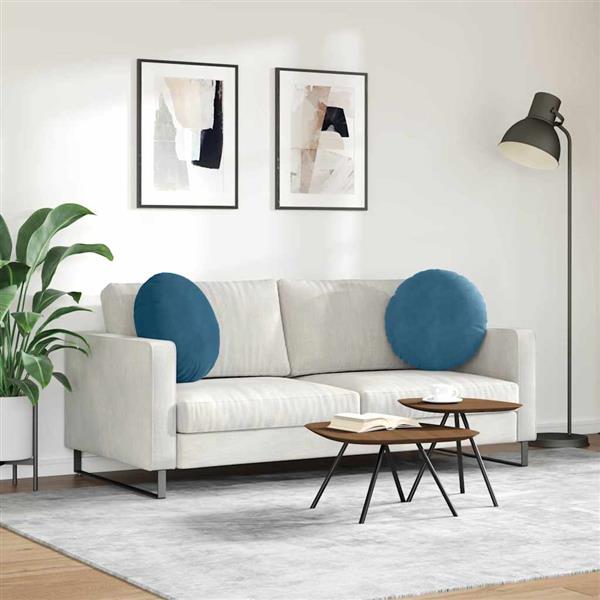 Grote foto vidaxl zitkussens 2 stuks blauw 40 x 13 cm fluweel huis en inrichting woningdecoratie