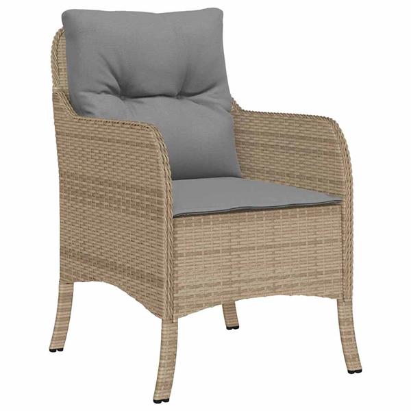 Grote foto vidaxl tuin eetset met kussen 3 pcs beige poly riet tuin en terras tuinmeubelen
