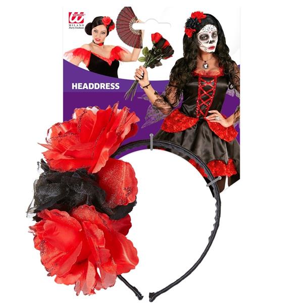 Grote foto dia de los muertos haarband rood zwart bloemen verzamelen overige verzamelingen