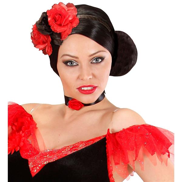 Grote foto dia de los muertos haarband rood zwart bloemen verzamelen overige verzamelingen