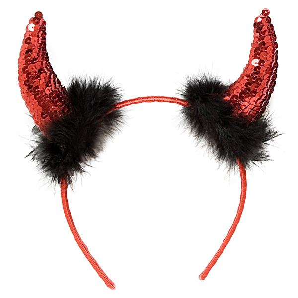 Grote foto halloween haarband zwart rood duivel hoorns verzamelen overige verzamelingen
