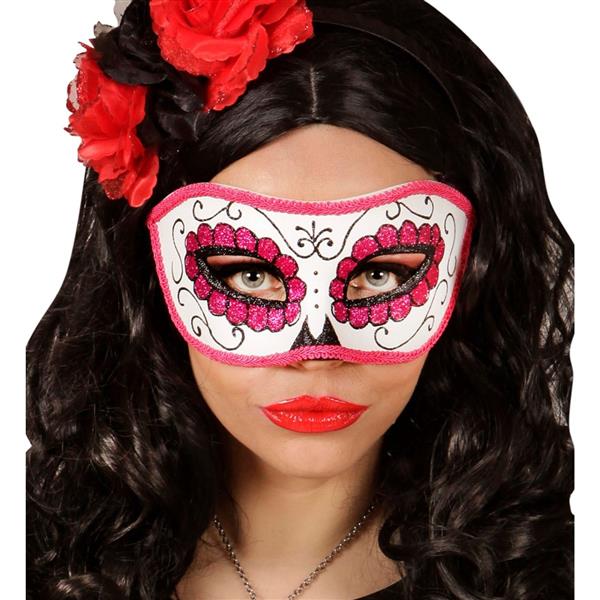 Grote foto dia de los muertos oogmasker roze verzamelen overige verzamelingen