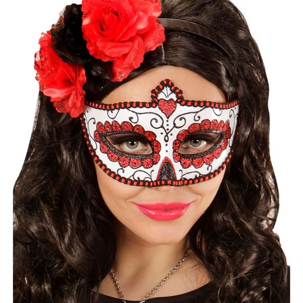 Grote foto dia de los muertos oogmasker rood verzamelen overige verzamelingen