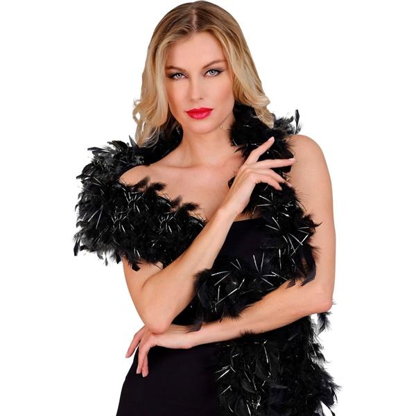 Grote foto zwart zilveren boa 1 8m verzamelen overige verzamelingen