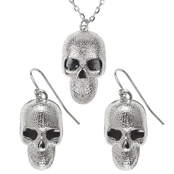 Grote foto halloween accessoireset zilver doodshoofd 3 delig verzamelen overige verzamelingen