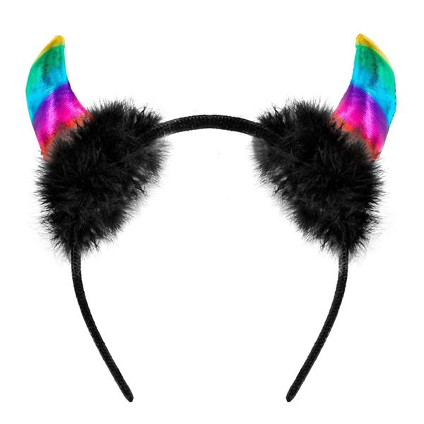Grote foto halloween haarband regenboog duivel verzamelen overige verzamelingen