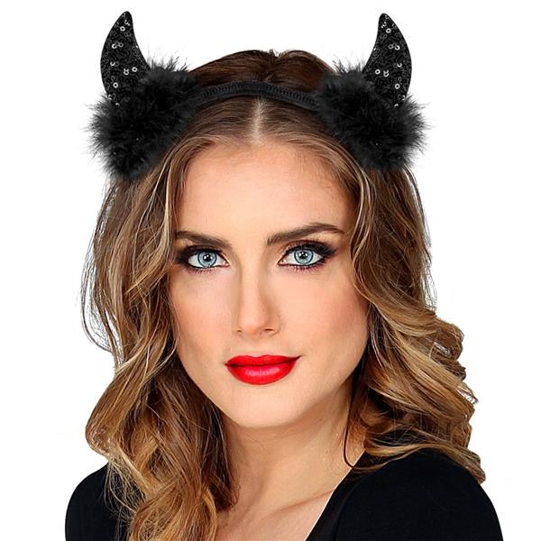 Grote foto halloween haarband zwart duivel glitter verzamelen overige verzamelingen