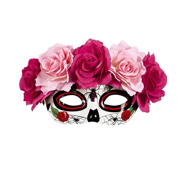 Grote foto dia de los muertos oogmasker roze rozen verzamelen overige verzamelingen