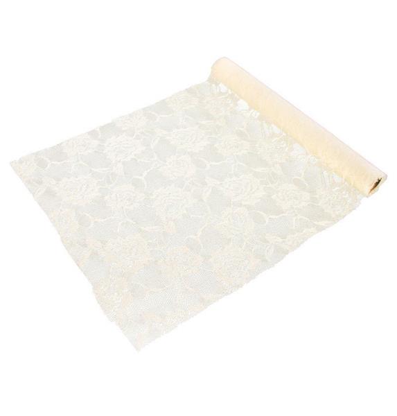 Grote foto ivoorkleurige tafelloper roses 5m verzamelen overige verzamelingen