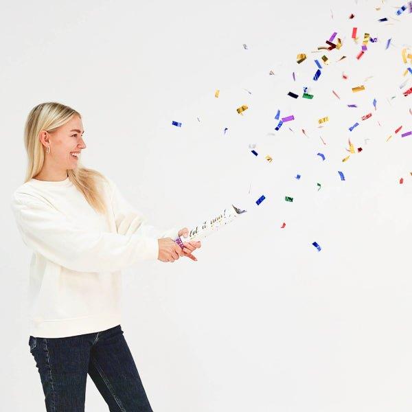 Grote foto gekleurde confetti kanon rechthoek folie 28cm verzamelen overige verzamelingen