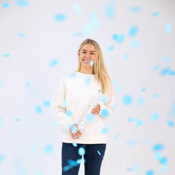 Grote foto gender reveal confetti kanon lichtblauw 40cm verzamelen overige verzamelingen