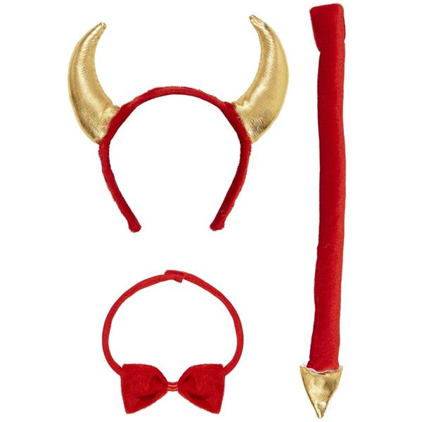 Grote foto halloween accessoireset rood duivel haarband strik en staart 3 delig verzamelen overige verzamelingen