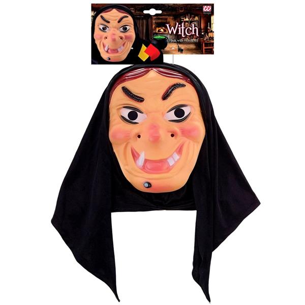 Grote foto halloween masker zwart heks met hoofddoek verzamelen overige verzamelingen